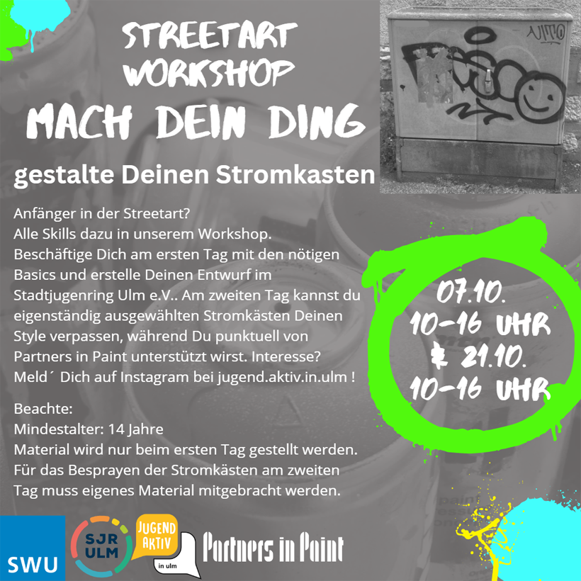 „Mach Dein Ding“ und gestalte deinen Stromkasten in Ulm am 07.10. und 20.10.2023