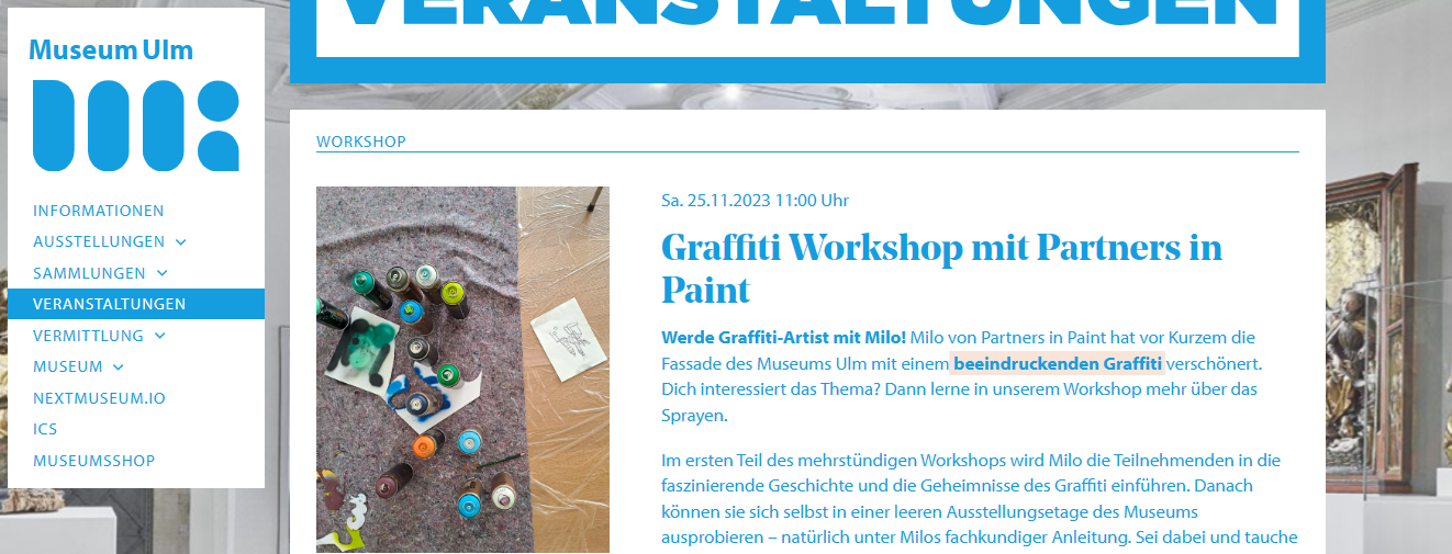 Graffiti-Workshop im Museum Ulm am 25.11.2023